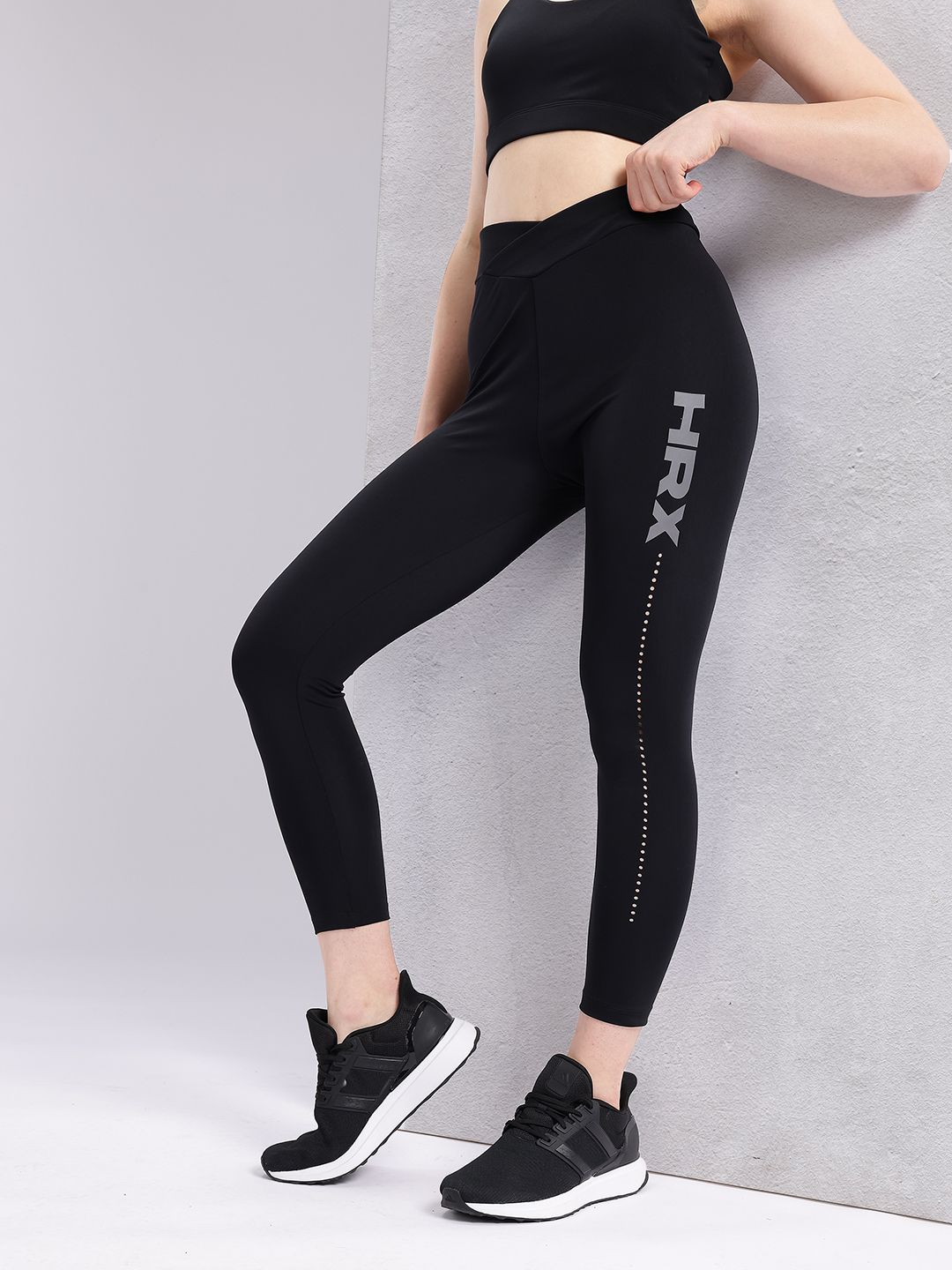 HRX by Hrithik Roshan Women Brand Logo Print Mid-Rise Cropped Running Tights