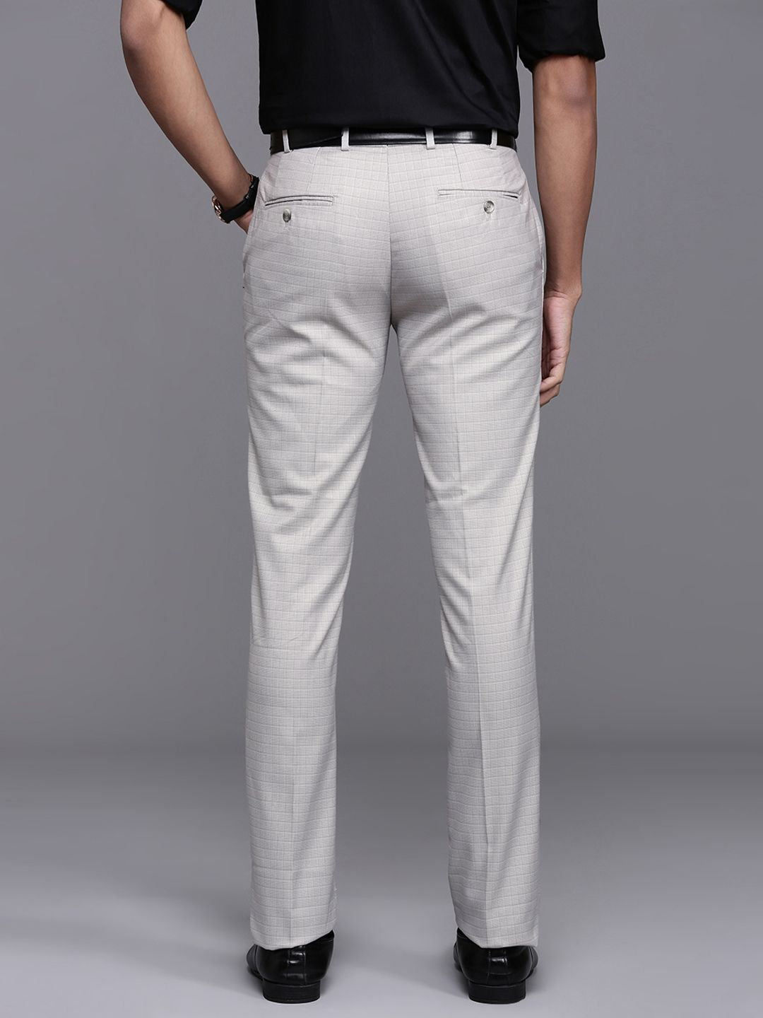 Raymond Men Checked Slim Fit Formal Trousers