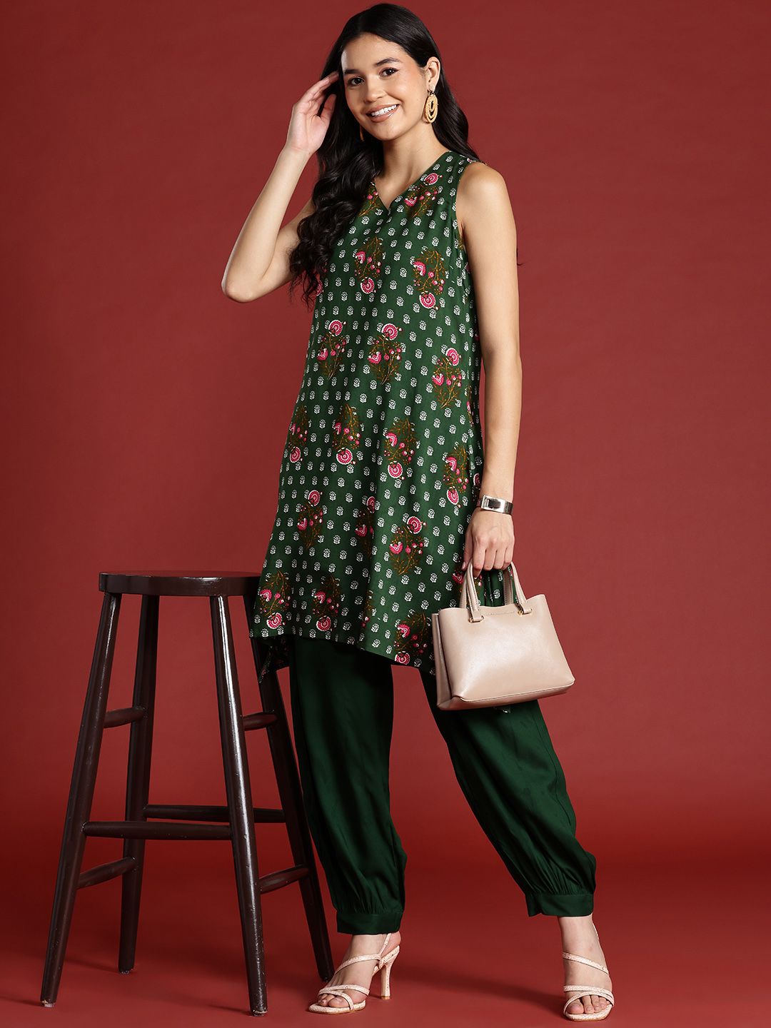 Anouk Floral Printed Kurta with Salwar