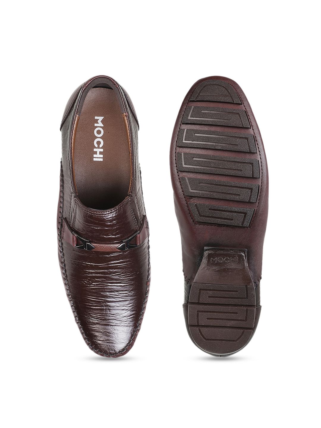 Mochi Men Textured Leather Formal Loafers
