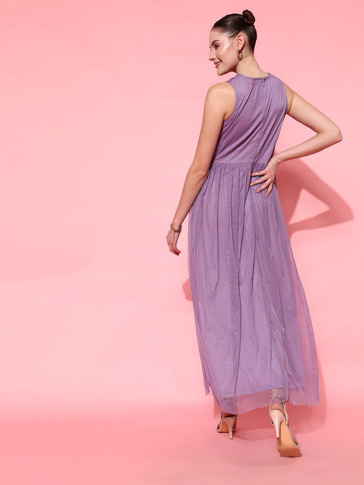 STREET 9 Women Elegant Lavender Solid Dress