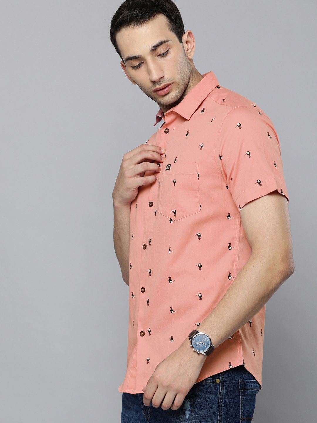 The Indian Garage Co Men Blue Slim Fit Abstract Printed Resortwear Shirt