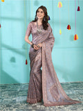 Saree mall Navy Blue & Mauve Ethnic Motifs Printed Pashmina Sarees
