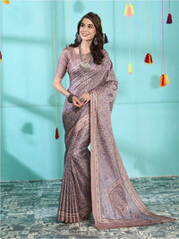 Saree mall Navy Blue & Mauve Ethnic Motifs Printed Pashmina Sarees