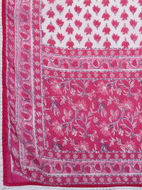 Libas Floral Printed Pleated Pure Cotton Kurta with Trousers & Dupatta