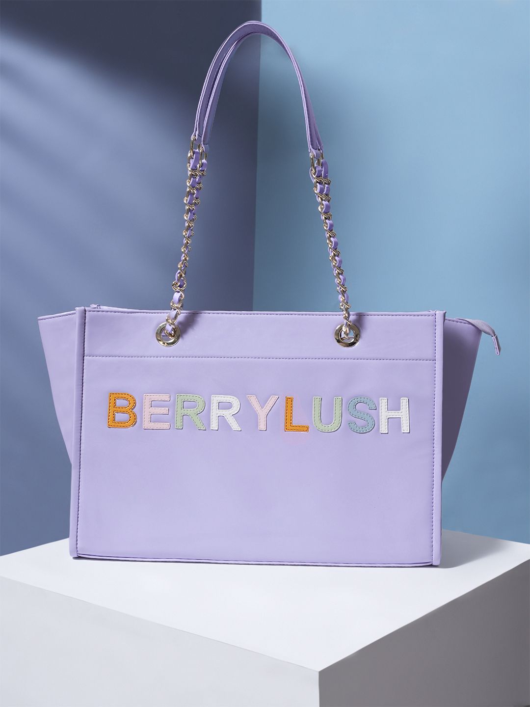 Berrylush Purple PU Structured Oversized Shoulder Bag