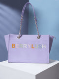 Berrylush Purple PU Structured Oversized Shoulder Bag