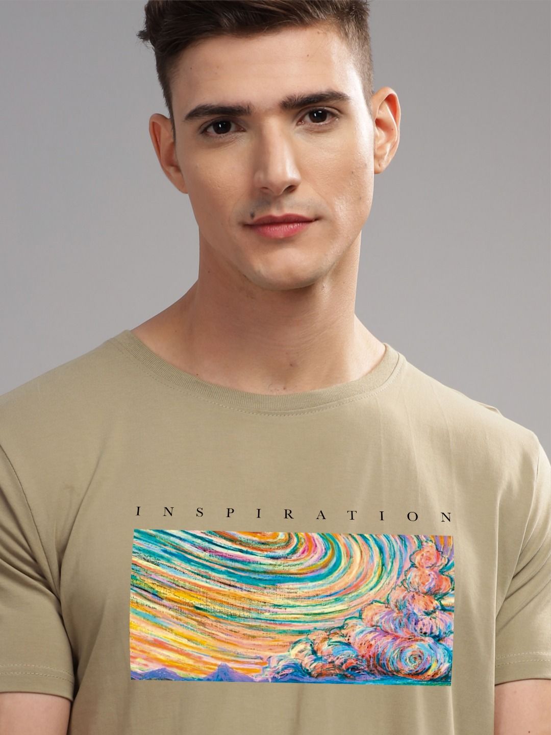 ADRO Typography Printed Round Neck Pure Cotton T-shirt
