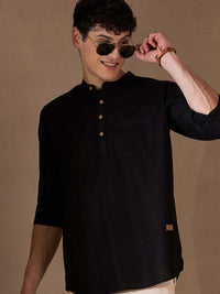 DENNISON Lelaki Black Cotton Kurta