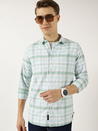 Thomas Scott Men Classic Fit Tartan Checked Cotton Slim Fit Casual Shirt