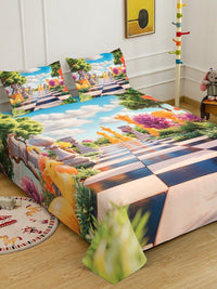 Myntra Elegant Homes Graphic Printed 400 TC King 7D Bedsheet With 2 Pillow Cover