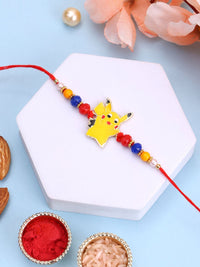PANASH Gold Plated Set Of 2 Brass Rakhis With Roli Chawal