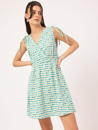 DressBerry Urban Chic Tie-Up Sleeves Checked Wrap Dress