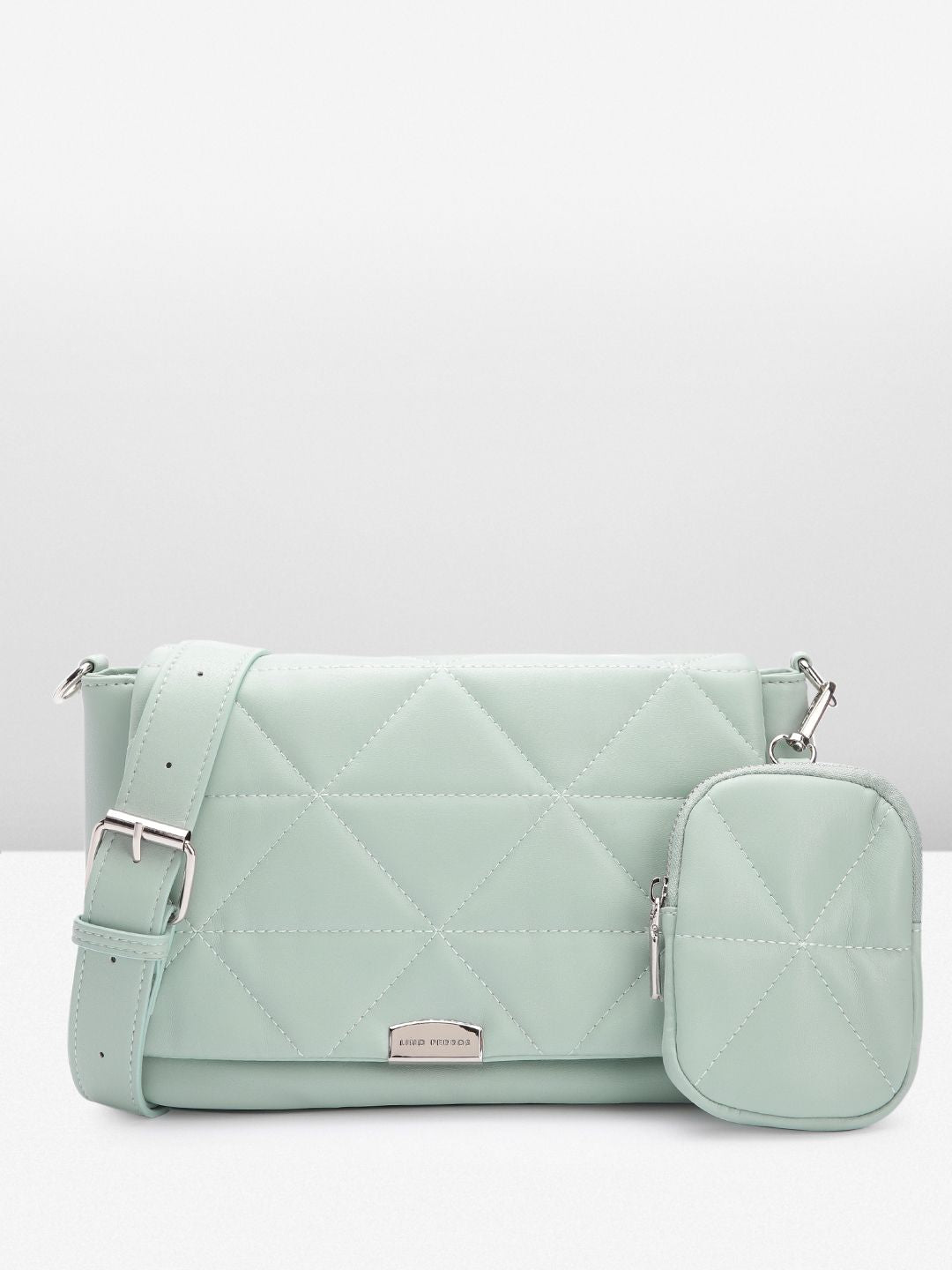 Lino Perros Geometric Textured Structured Sling Bag with Quilted Detail