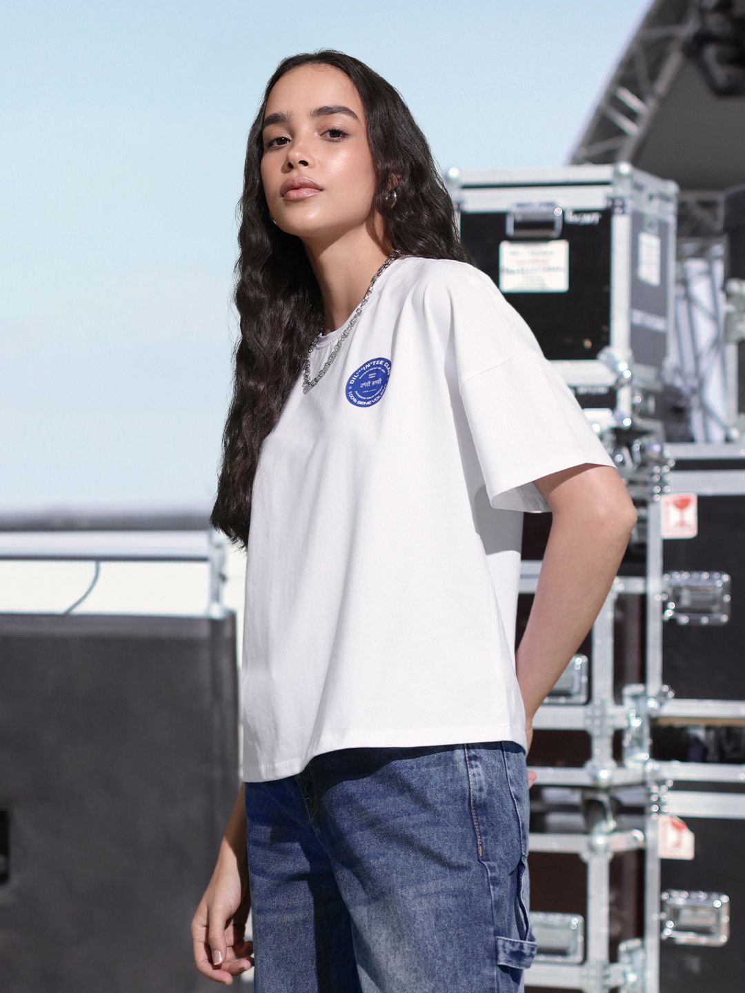 DressBerry Fanjabi Typo Print Oversized Drop Shoulder Concert T-shirt