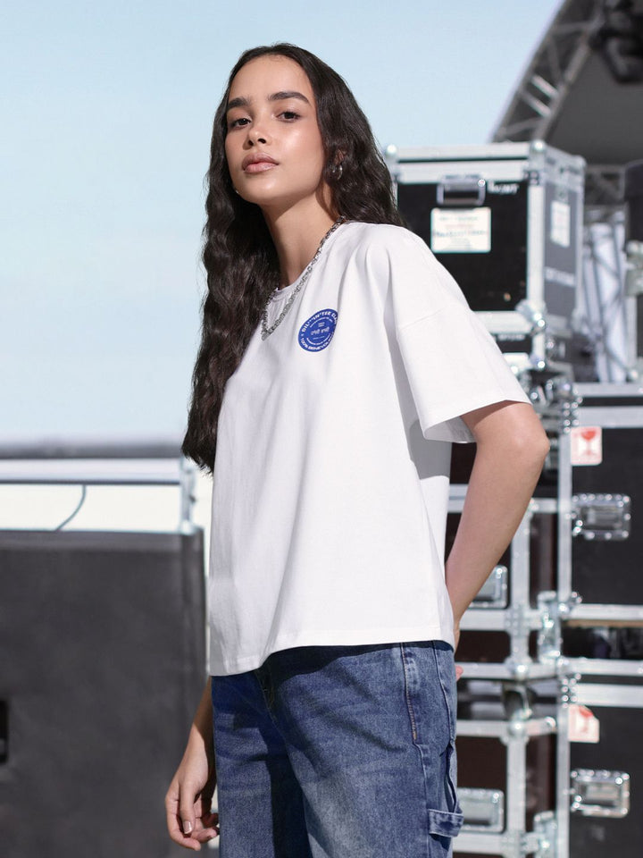 DressBerry Fanjabi Typo Print Oversized Drop Shoulder Concert T-shirt
