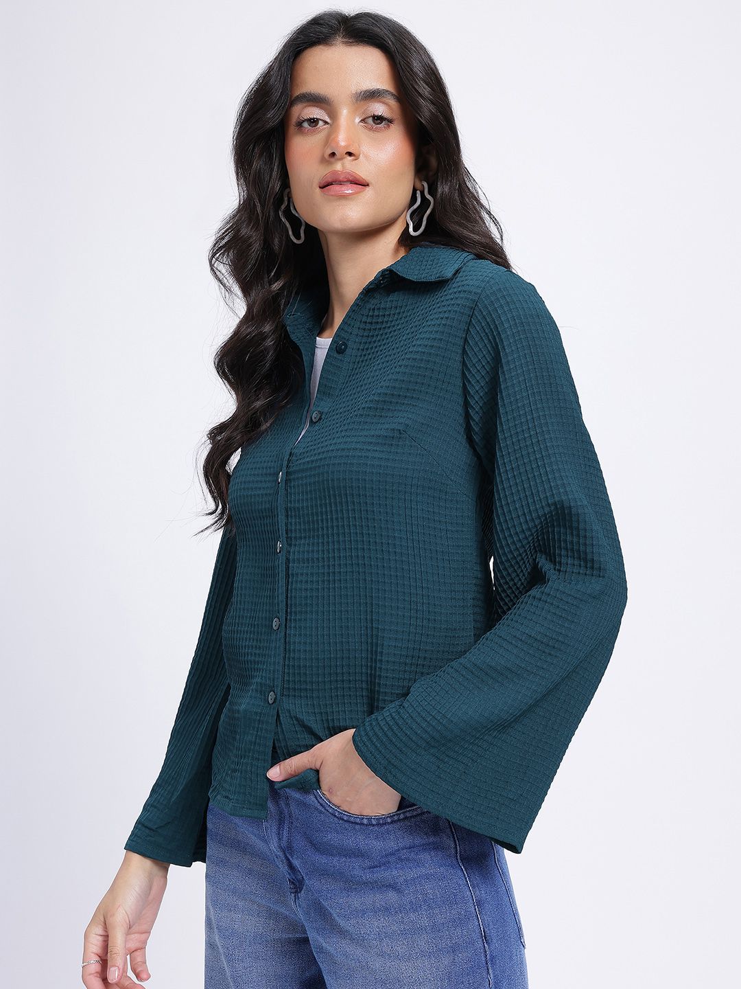 DressBerry Waffle Vibe Textured Shirt
