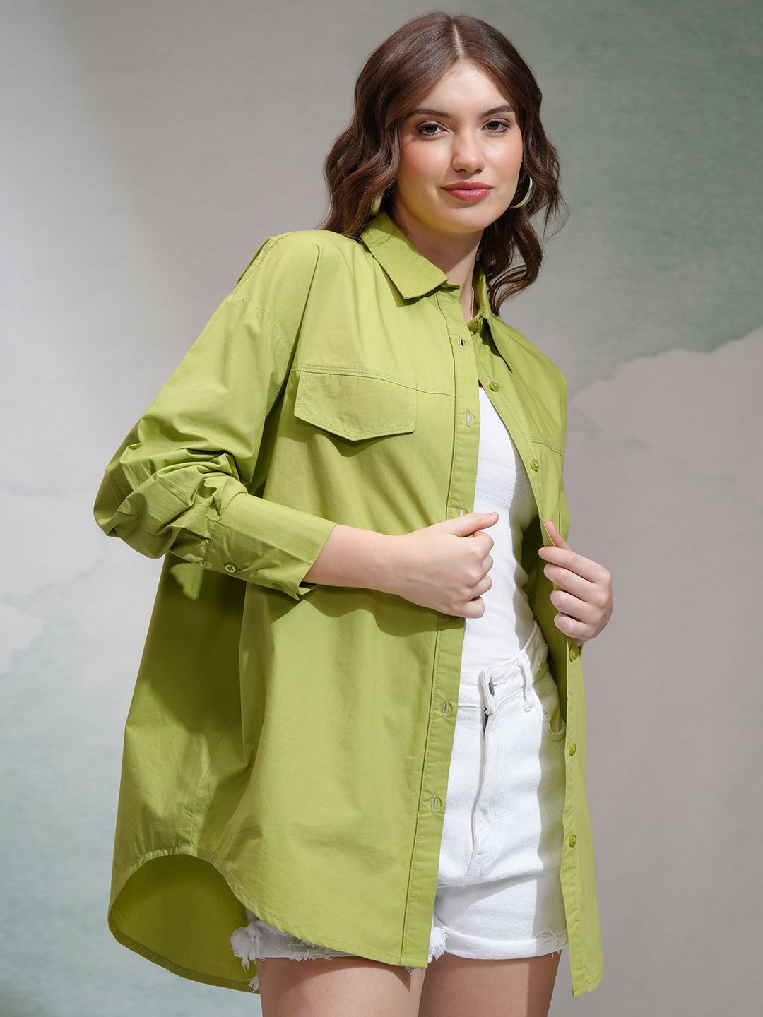 Tokyo Talkies Women Oversized Solid Formal Shirt