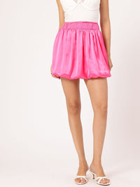 DressBerry Barbiecore Vibes Smocked Balloon Mini Skirt