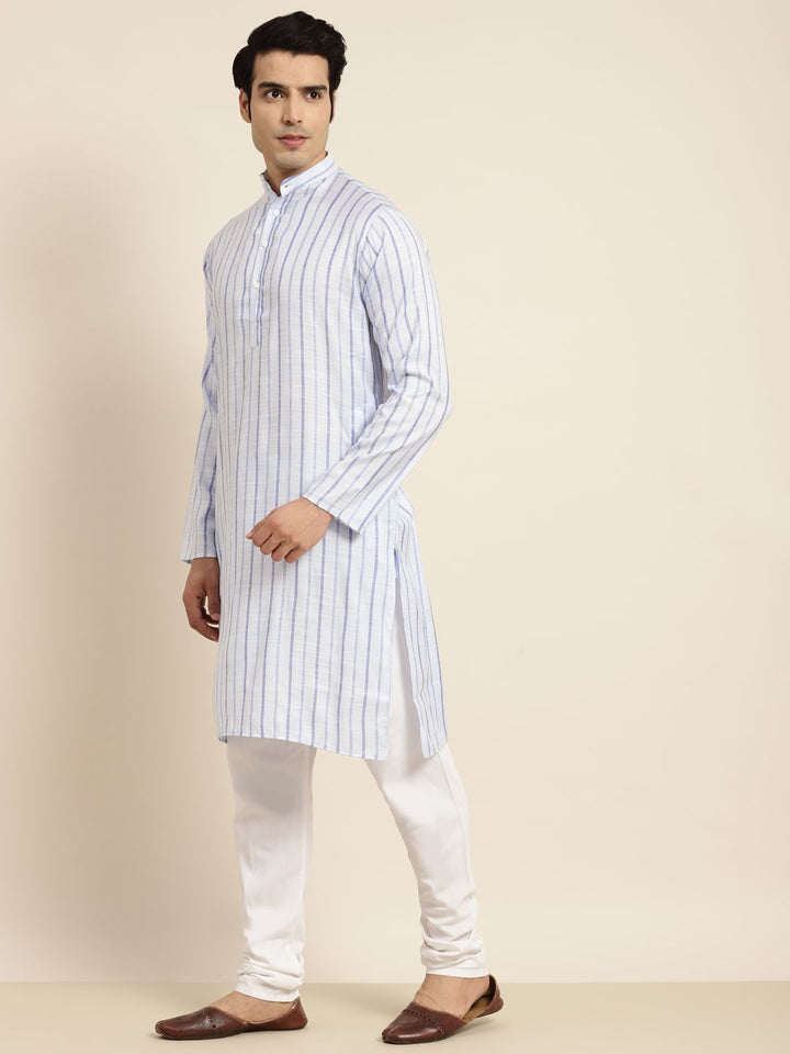 Anug by SOJANYA Men Blue Striped Kurta