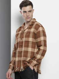 The Indian Garage Co Pure Cotton Checked & Textured Relaxed Fit Casual Shirt