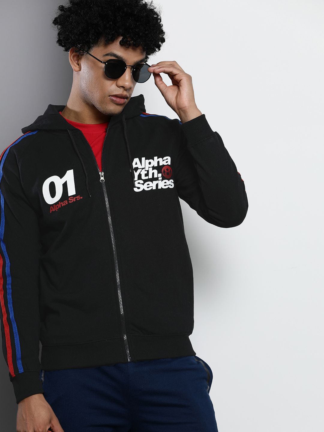 The Indian Garage Co Men Black Hooded Sweatshirt