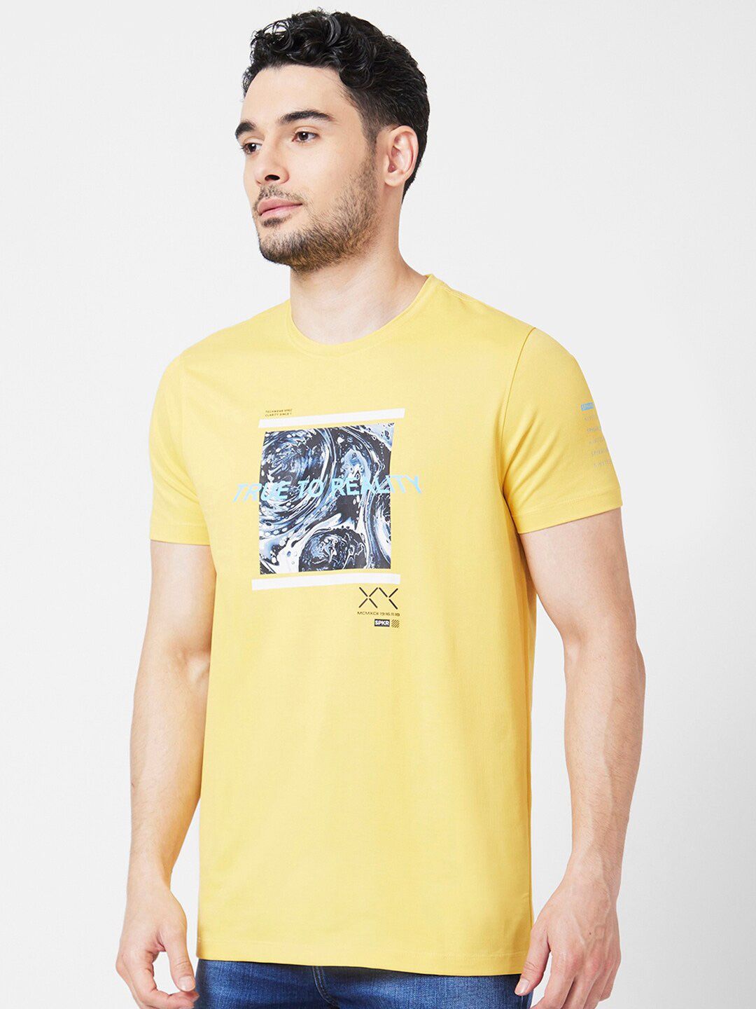 SPYKAR Graphic Printed Slim Fit Cotton T-Shirt