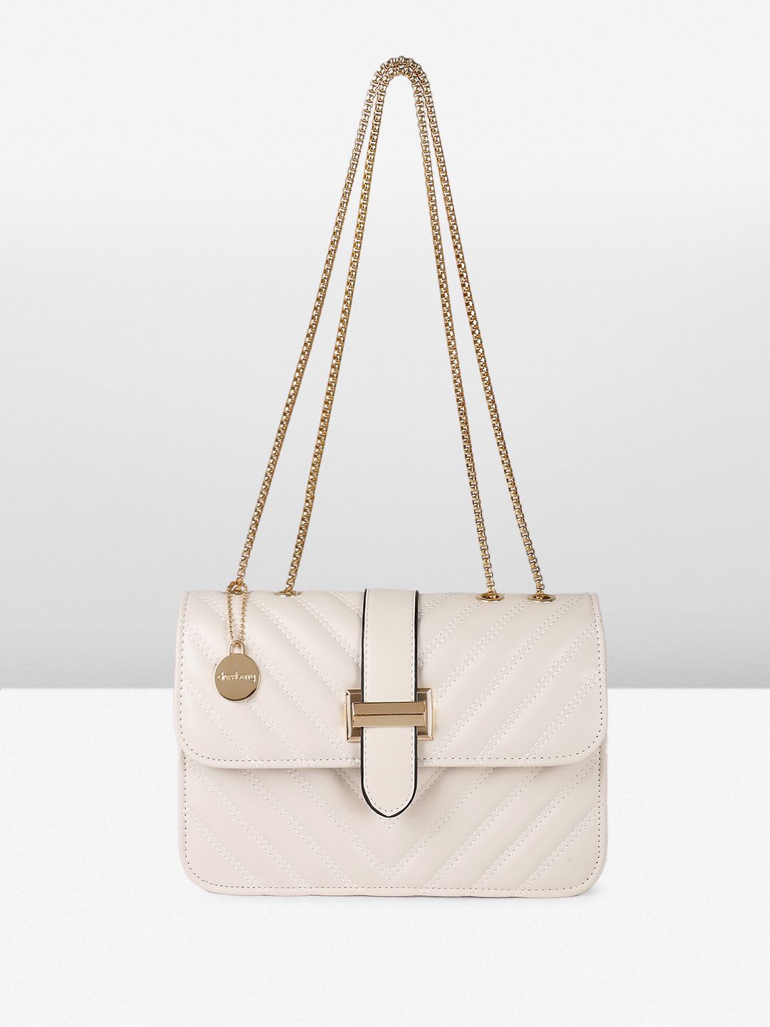 DressBerry Textured Structured Shoulder Bag with Quilted