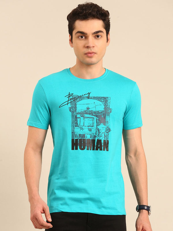 Menjadi T-Shirt Kapas Tulen Bercetak Manusia