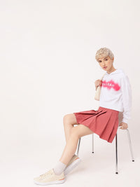 DressBerry Printed Cotton Terry Boxy Fit Hooded Sweatshirt