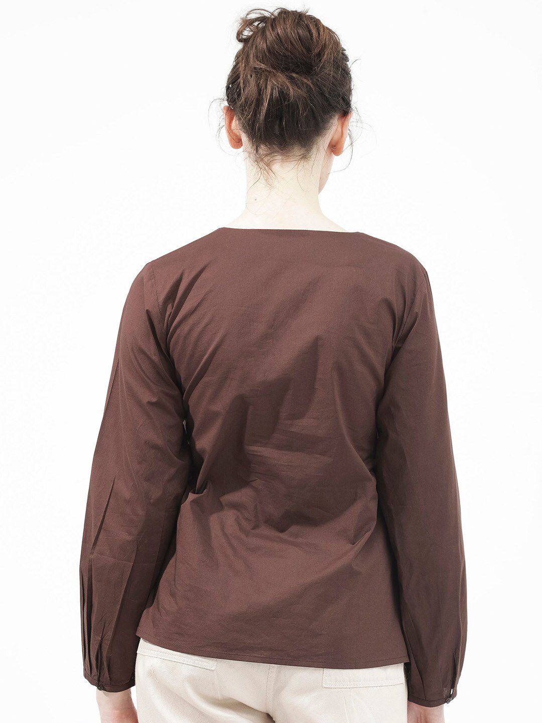 Rareism Notch Neck Cotton Atas