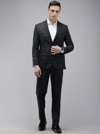 Park Avenue Checked Notched Lapel Single-Breasted Formal 2 Piece Suits