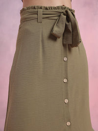 DressBerry Button Detailed A-Line Midi Skirt With Belt