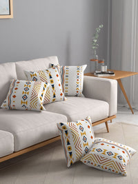 URBAN SPACE Orange & Off White Pack of 3 Printed Square Cushion Covers