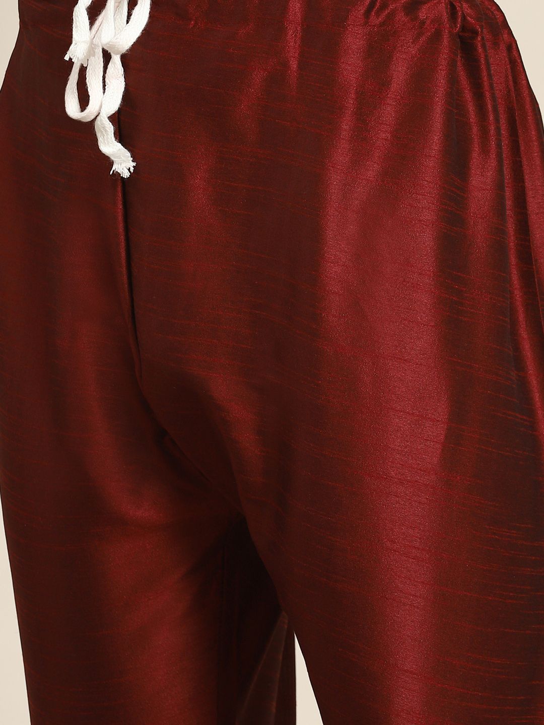 SOJANYA Men Maroon Mirror Work Kurta with Churidar