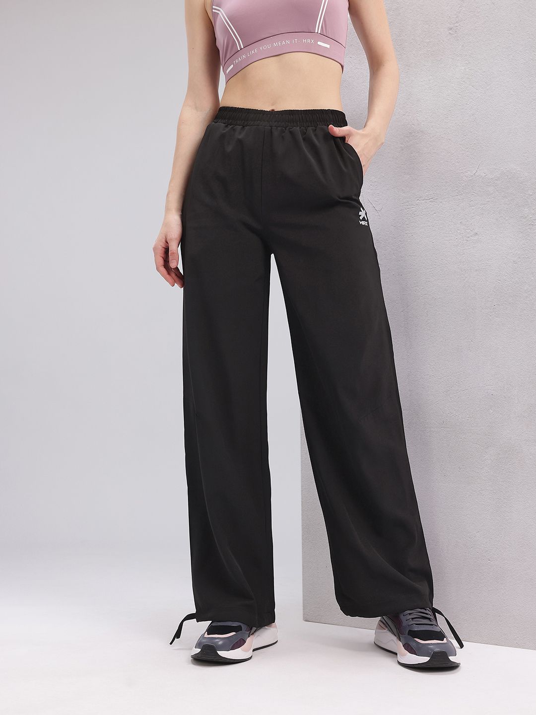 HRX by Hrithik Roshan Women Flared Lifestyle Track Pants with Toggle Hem