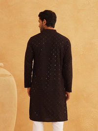 SOJANYA Geometric Embroidered Sequinned Pure Cotton Kurta