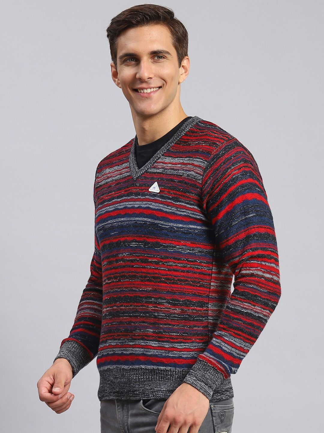 Monte Carlo V-Neck Striped Woollen Pullover