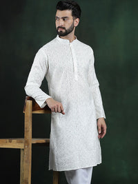 SOJANYA LUXE Tenunan Design sulaman Kolar Mandarin Benang Kerja Kapas Kurta Sutera