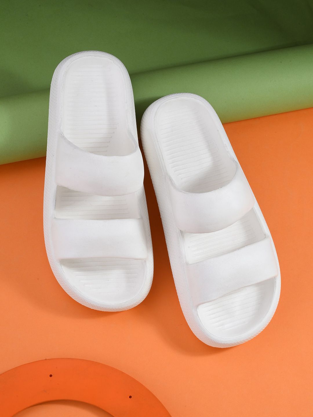 HRX by Hrithik Roshan Men White Rubber Sliders
