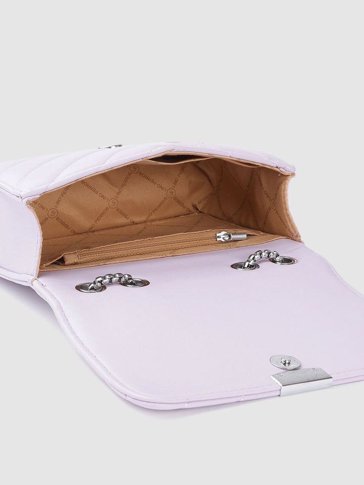 Lino Perros Women Lavender Solid Quilted Structured Shoulder Bag