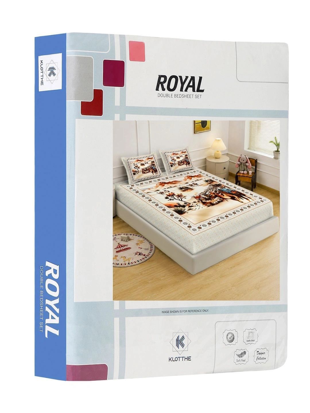 KLOTTHE Cream-Coloured Conversational 400 TC Bedsheet with 2 Pillow Covers