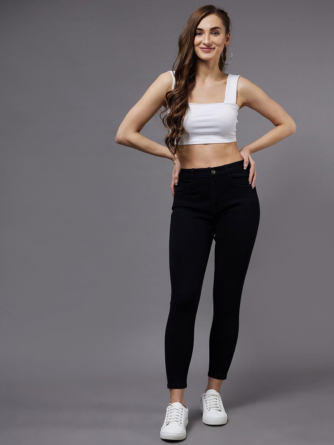 Miss Chase Women Black Skinny Fit Mid-Rise Stretchable Jeans