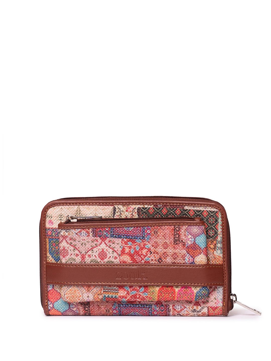ZOUK Women Kutch Gamthi Classic Abstract Printed Fabric Zip Around Wallet