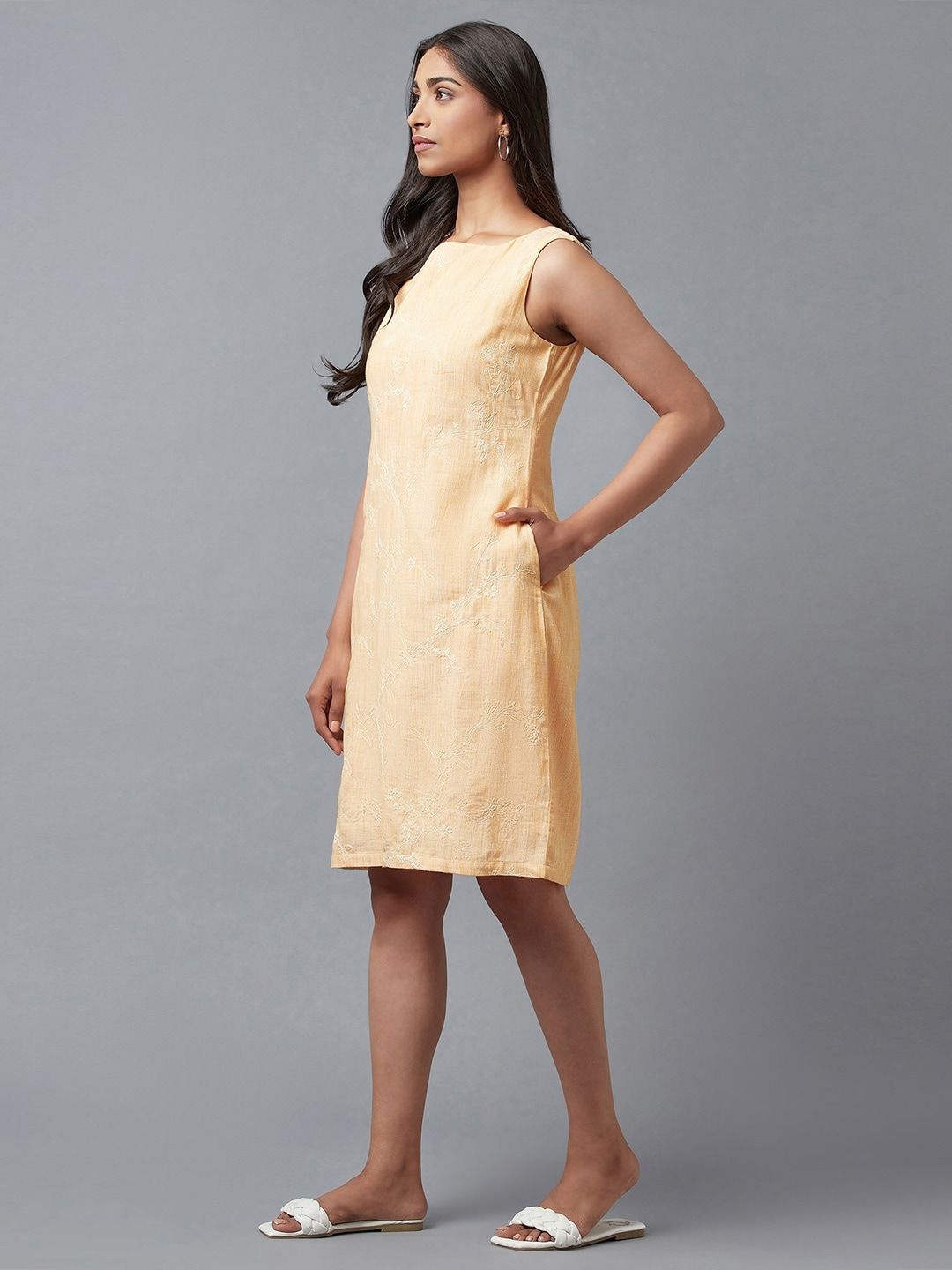 W Floral Embroidered A-Line Cotton Dress