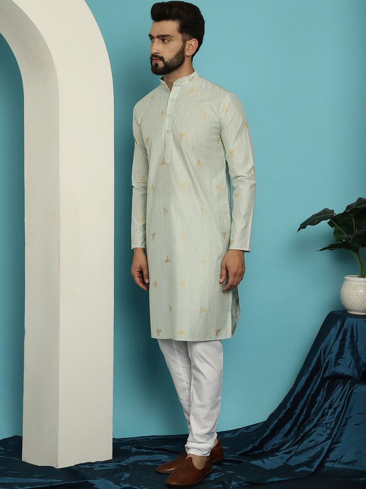 SOJANYA Geometric Woven Design Straight Kurta with Churidar
