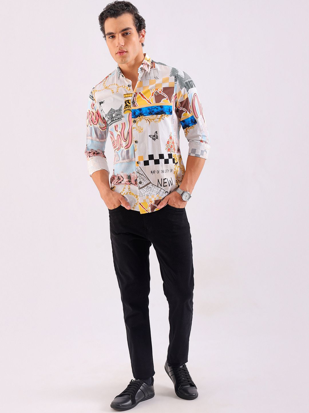 The Indian Garage Co Men Slim Fit Opaque Printed Casual Shirt