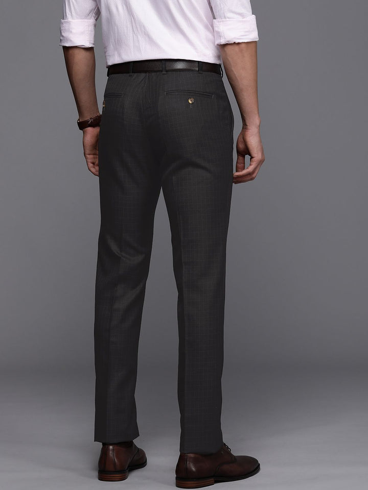 Raymond Men Checked Slim Fit Formal Trousers