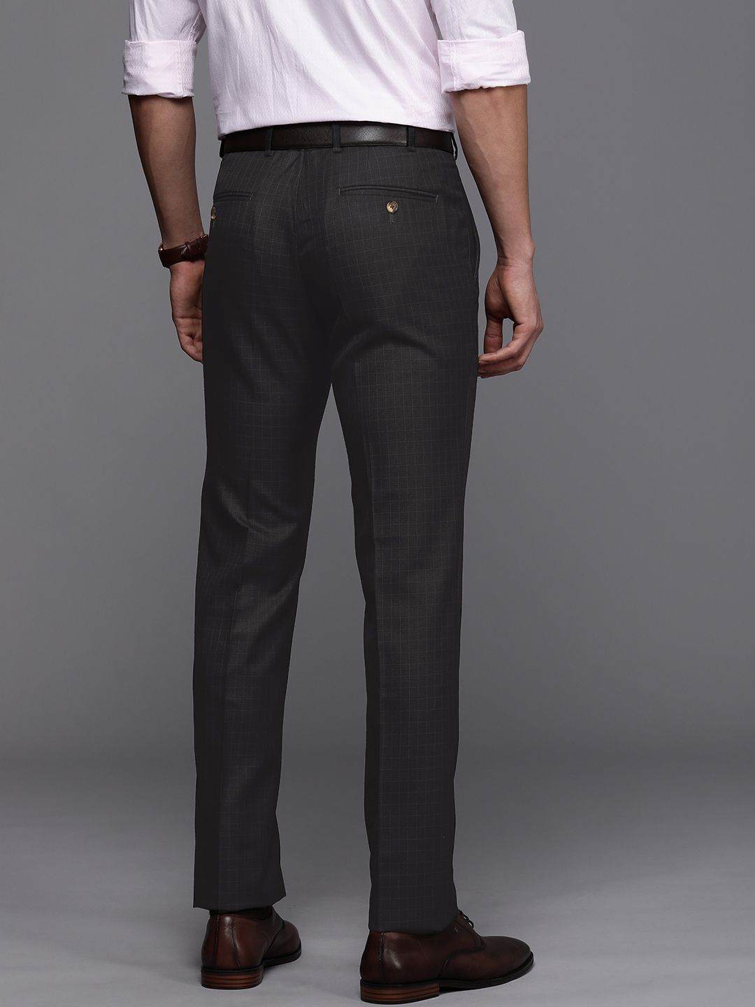 Raymond Men Checked Slim Fit Formal Trousers