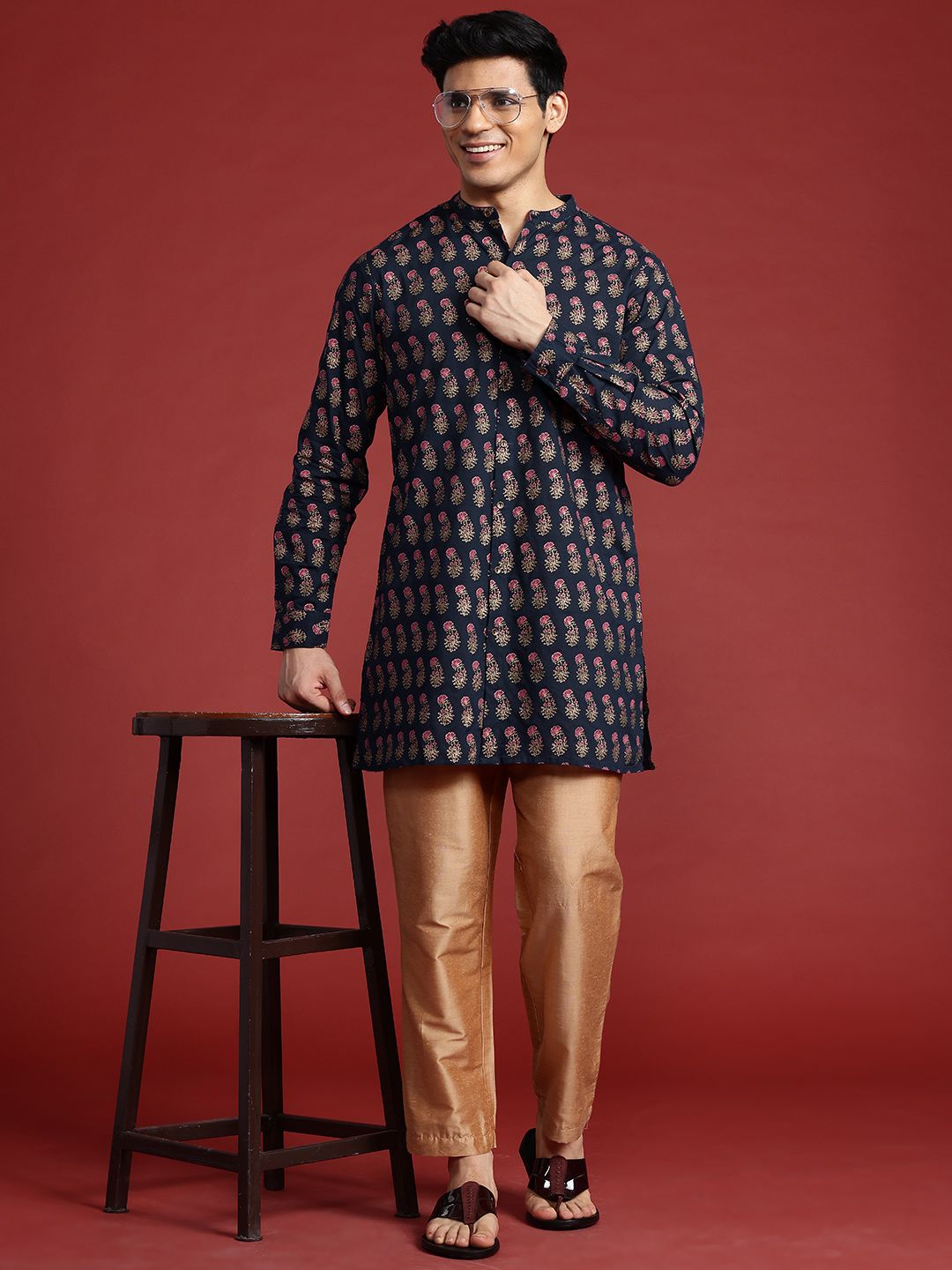 Anouk Ethnic Motifs Printed Regular Pure Cotton Kurta with Trousers